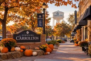 Historic Downtown Carrollton square in the fall